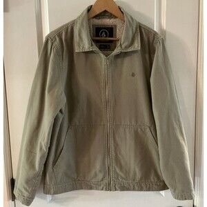 Volcom Tan Sherpa Lined Jacket Men’s‎ Size M Fleece Trucker Style “True To This"